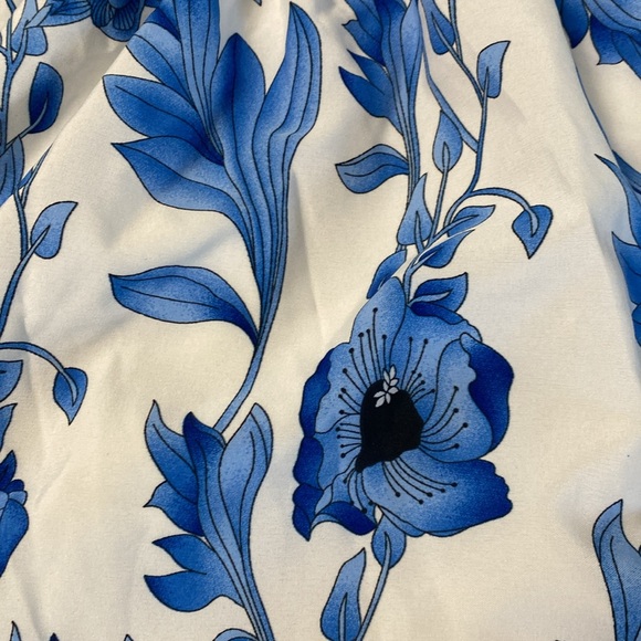 SHEIN White Maxi Dress with Blue Floral Print and Tie Straps Smocked Summer - Picture 5 of 6